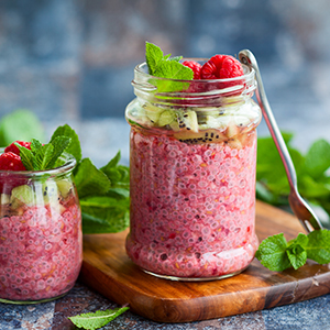 Chia-Pudding mit Himbeeren